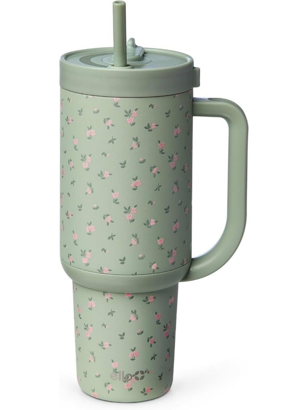 Insulated 40oz Stainless Steel Tumbler with Straw - Floral Design, Perfect for
